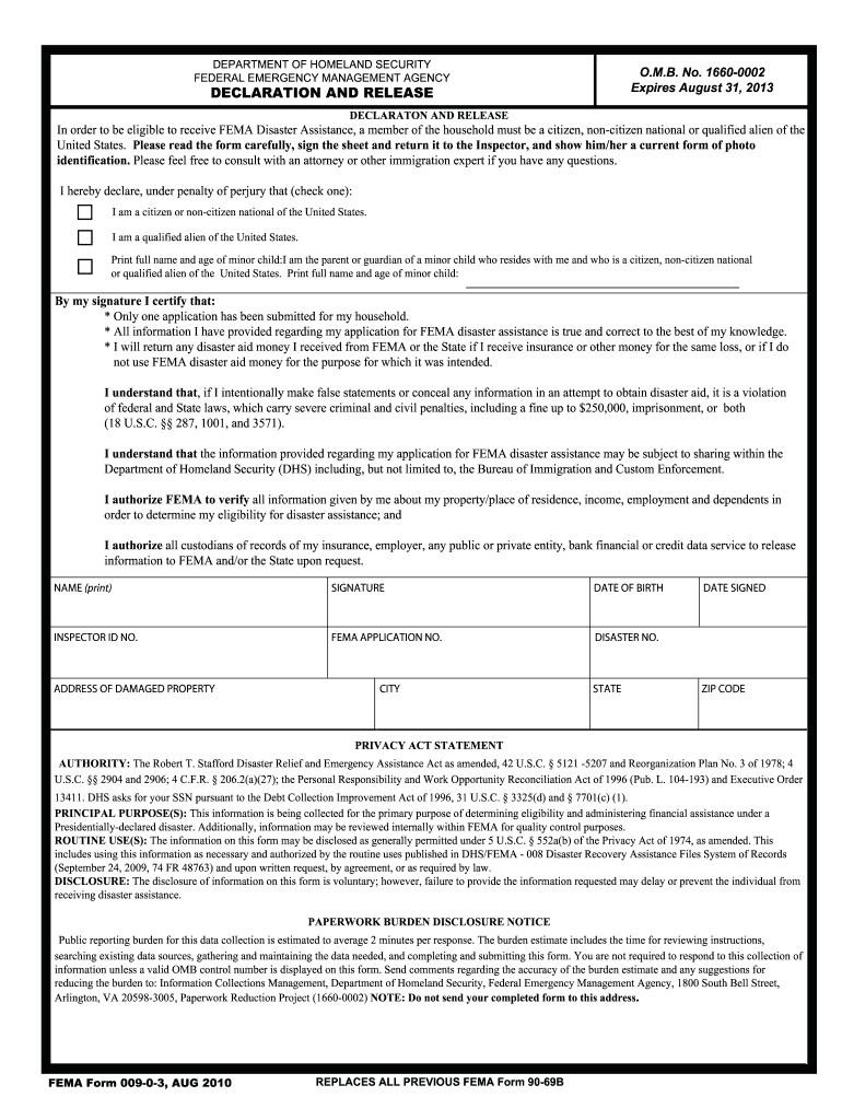 Fema Form 009 0 3