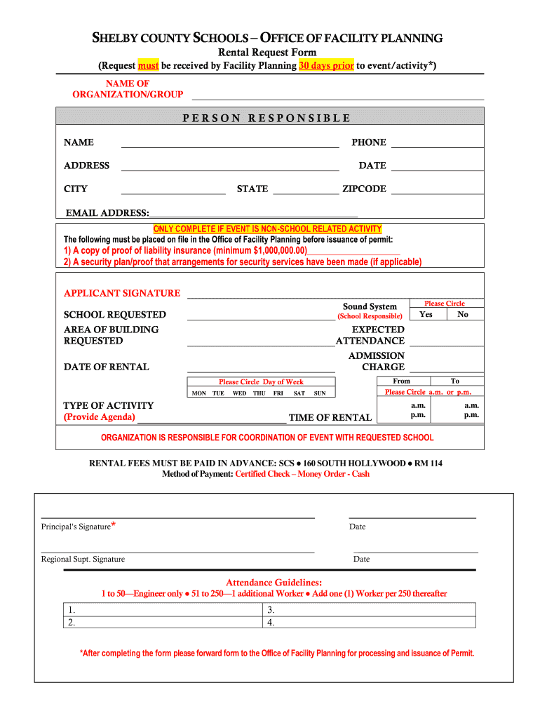 Facility Request Form  Shelby County Schools  Scsk12