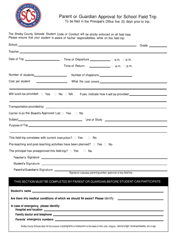 Approval Field Trip Form