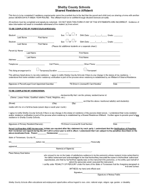 Residency Affidavit  Form
