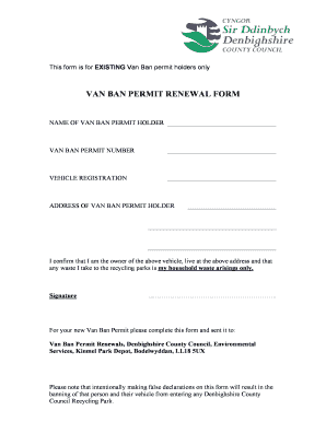 Denbighshire Van Ban Online Form