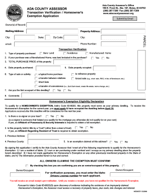  Ada County Homeowner Exemption Form 2009