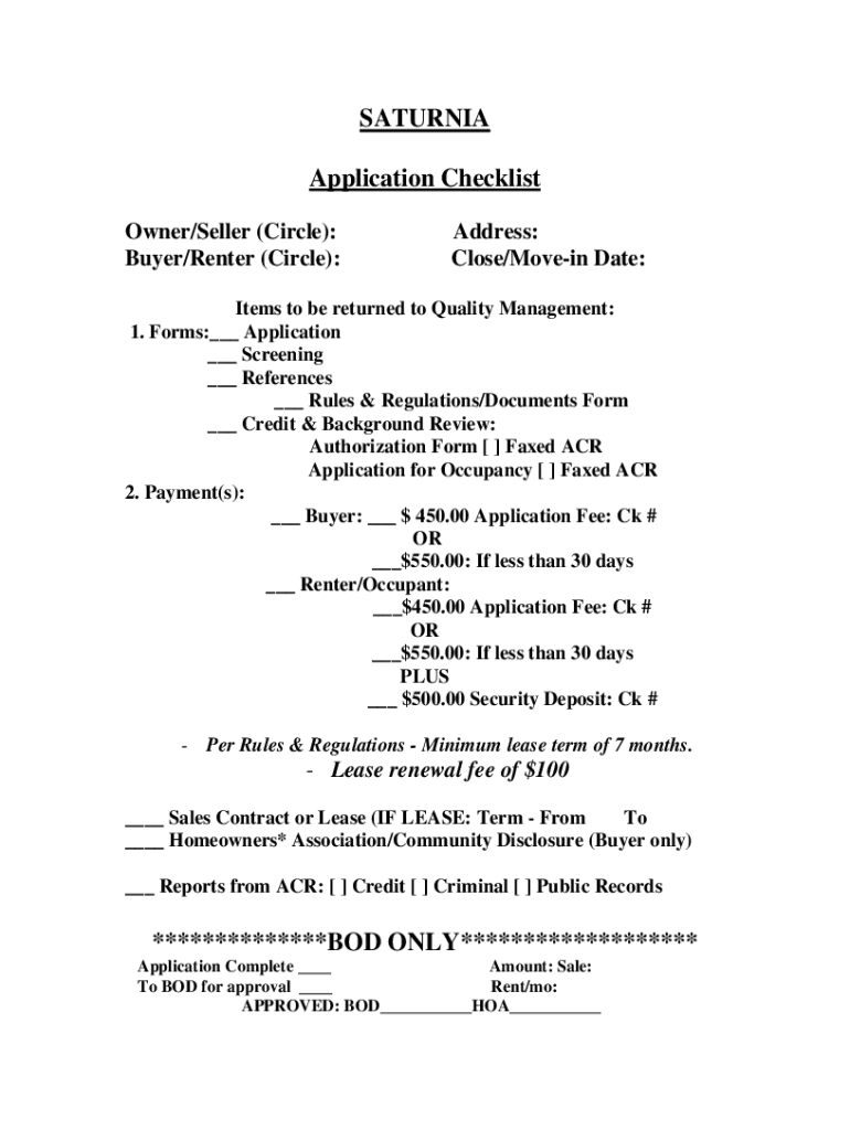 Hoa Application  Form