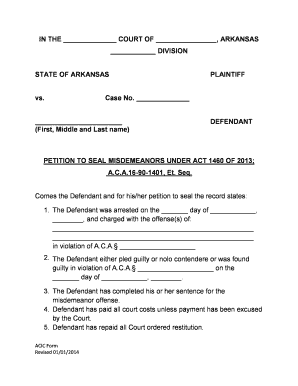 Petition to Seal Misdemeanors Acic  Form