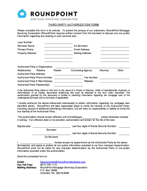 Third Party Authorization Form RoundPoint Mortgage Servicing