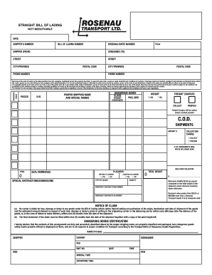 Rosenau Bill of Lading PDF  Form