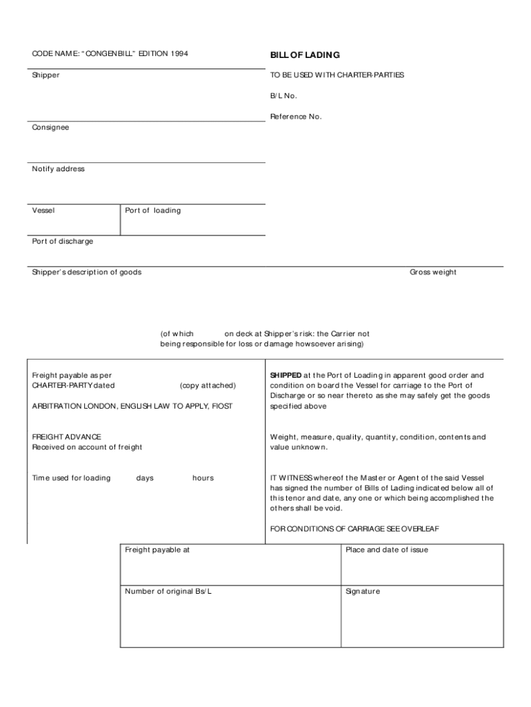 Congenbill  Form