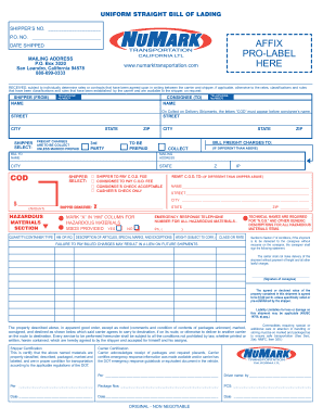 Numark Transportation Form