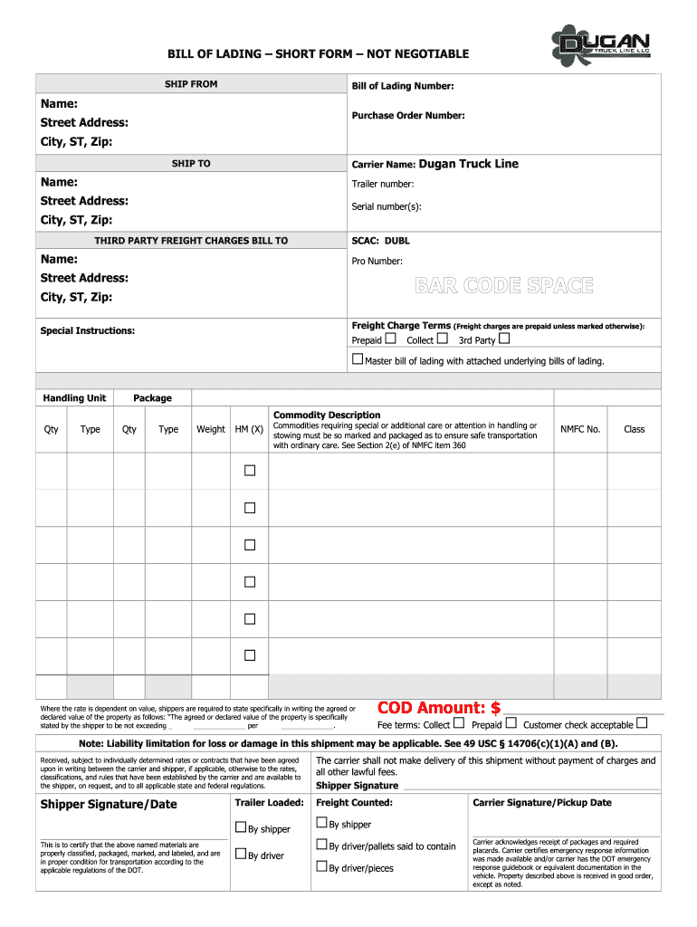 Dugan Truck Line Form