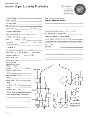 Prosthetic Measurement Form