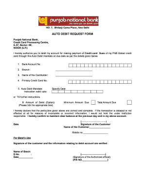 Pnb Credit Card Application Form PDF