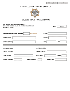  Marin County Bicycle Registration 2012