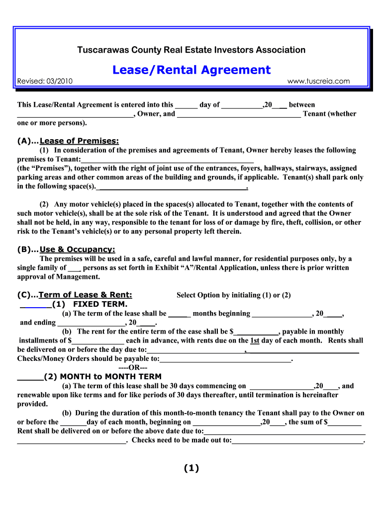 TuscREIA Lease Rental AgreementDOC  Form
