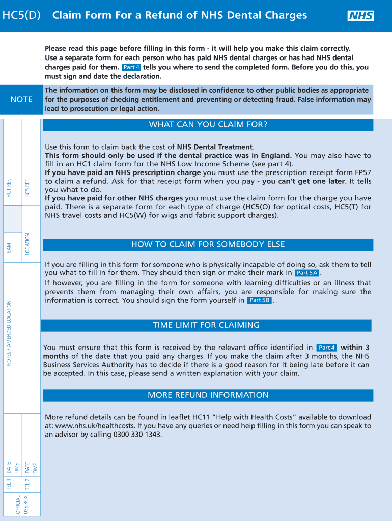 Hc5 Dental Form