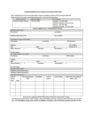 MDwise Marketplace Prior Authorization Form Providers MDwise Hoosieralliance