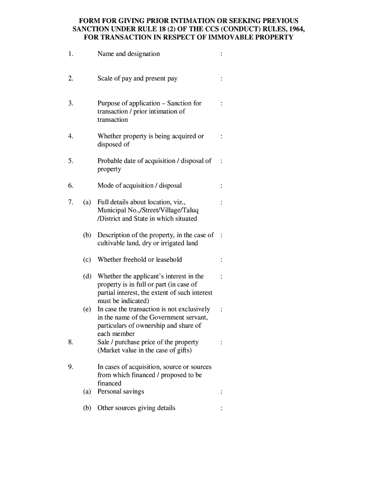 Intimation Letter Format for Purchase of Immovable Property