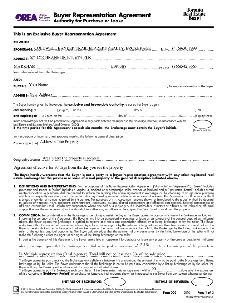 Buyer Representation Agreement Form
