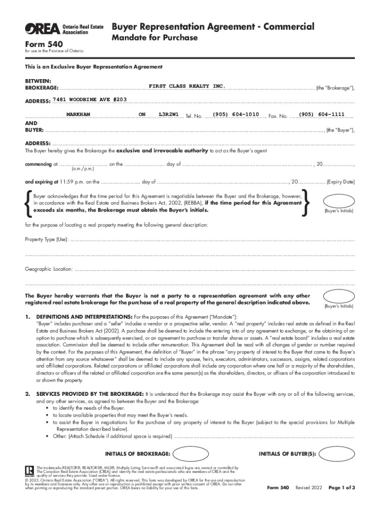 Buyer Representation Agreement Form