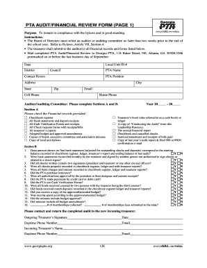 PTA Audit Financial Form Georgia PTA Georgiapta