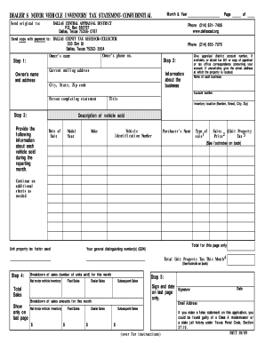 Dealer&#039;s Motor Vehicle Inventory Declaration Confidential  Form