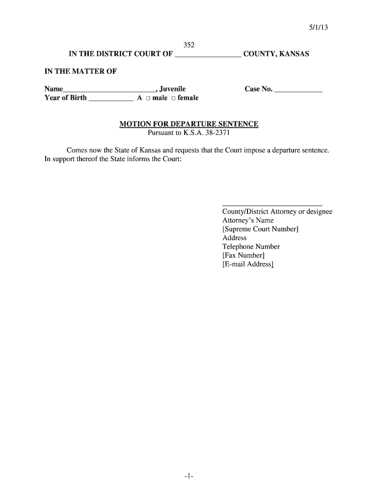  5113 352 in the DISTRICT COURT of COUNTY, KANSAS in the MATTER of Name , Juvenile Year of Birth a Male Female Case No Kansasjudi 2013-2024