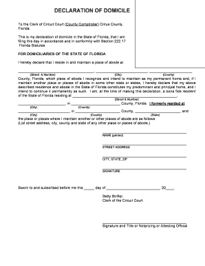  Declaration of Domicile Fort Lauderdale 2005-2024