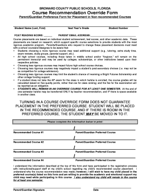 Douglas High Parent Preference Form