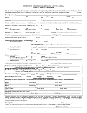 Broward County School Registration Form