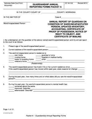 Packet a Guardianship Annual Reporting Forms Supremecourt Ne