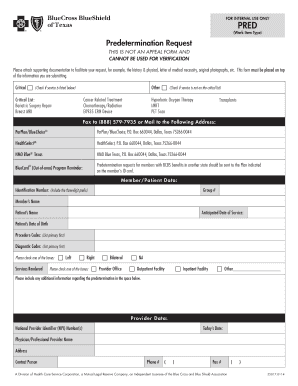 Predetermination Form BCBSTX Bcbstx