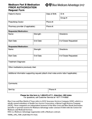 Medicare Part B Medication PRIOR AUTHORIZATION Request Form Bcbstx