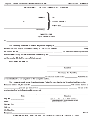 Format of Distress Warrant