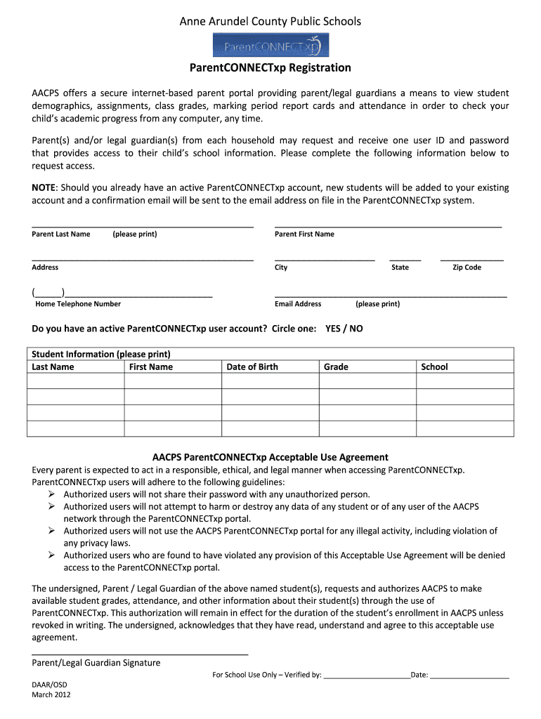 South River Parent Connect  Form