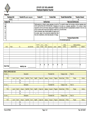 STATE of DELAWARE Employee Expense Voucher  Form