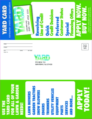 Yard Card Application  Form