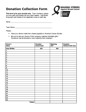 Blank Printable Donation Form Template