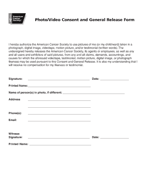 PhotoVideo Consent and General Release Form Relay Acsevents