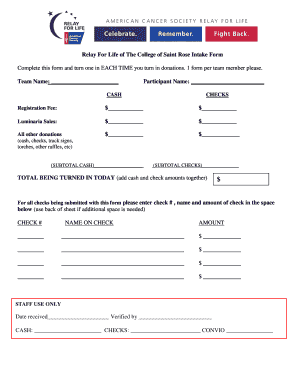 Relay for Life Printable Donation Form