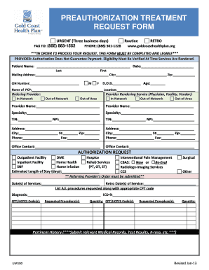 Gold Coast Authorization Form