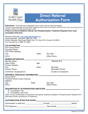 Gold Coast Direct Referral Form
