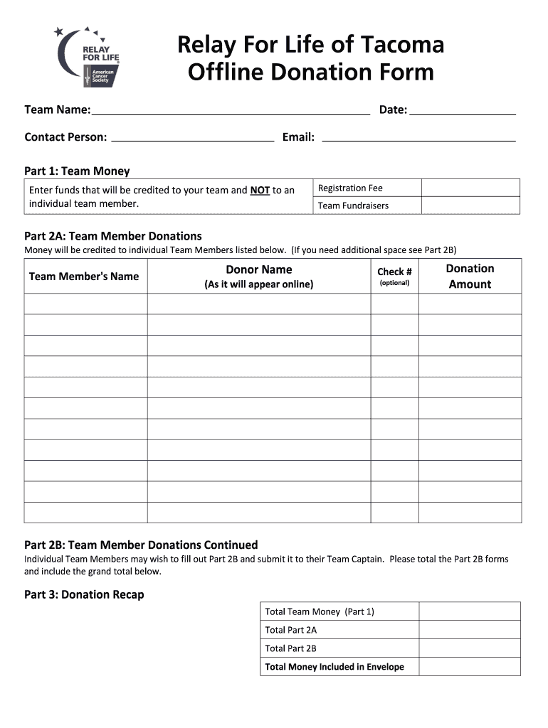 Donation Form for a Team