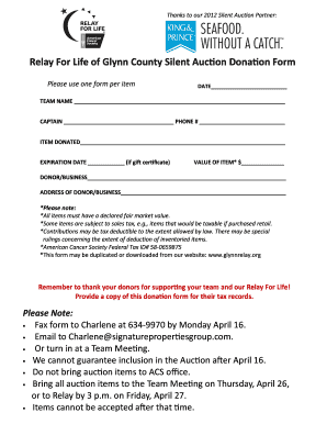 Silent Auction Donation Form