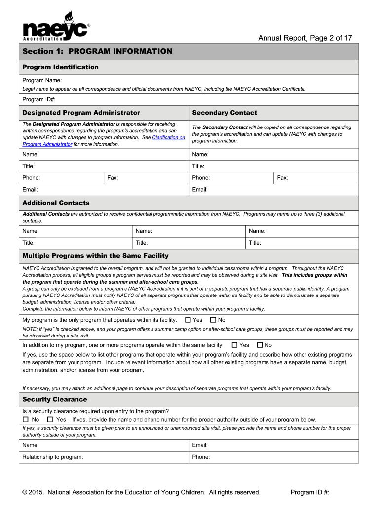 Naeyc 4th Annual Report  Form