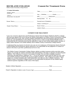 Physical Consent Form Richland College Richlandcollege