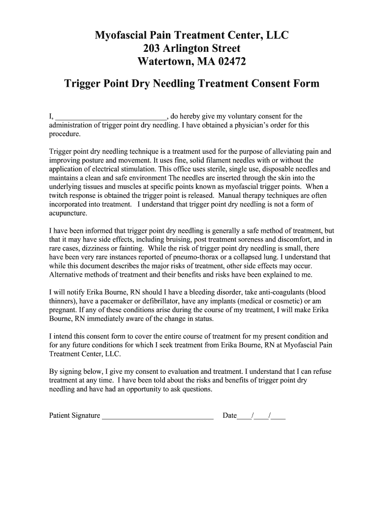 Dry Needling Consent Form PDF