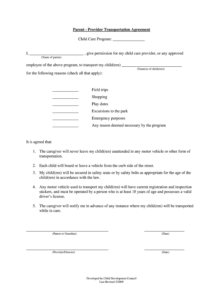 Sample Transportation Contract  Form
