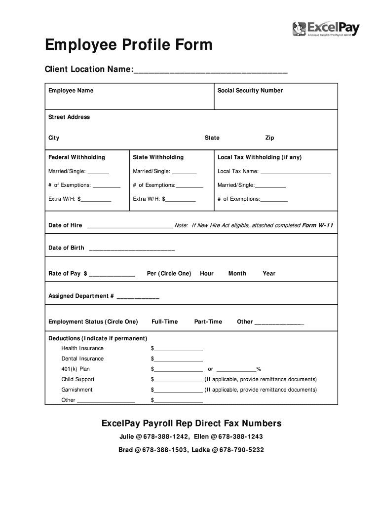 Employee Profile Template  Form