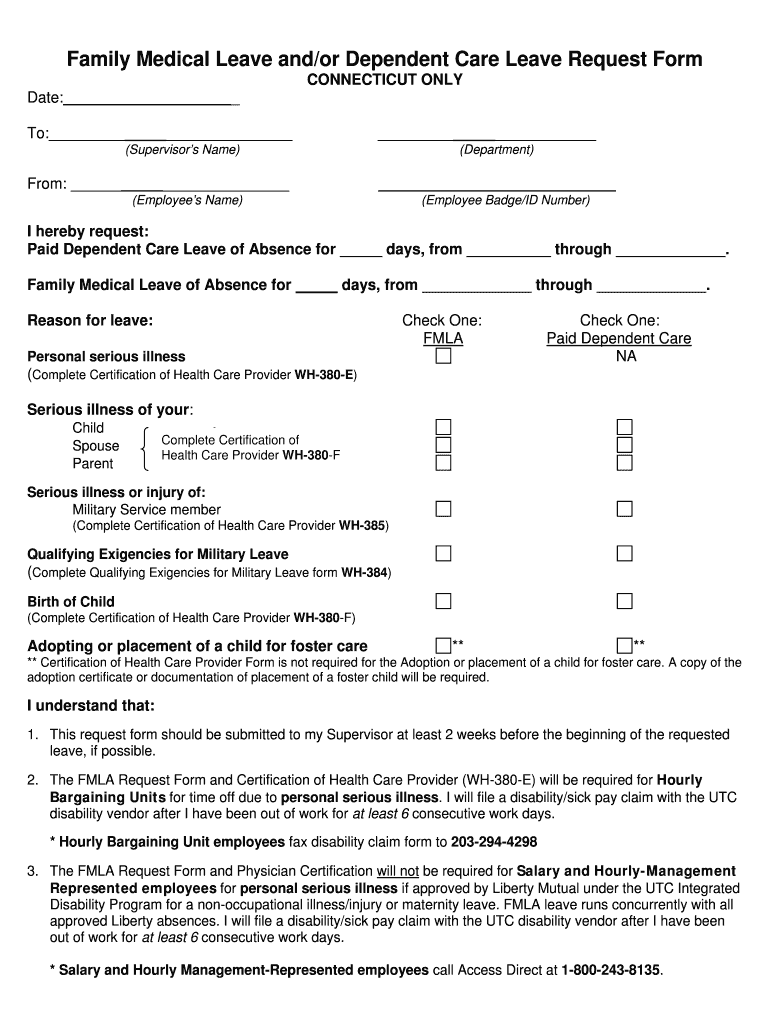 Fmla Dependent Care Form