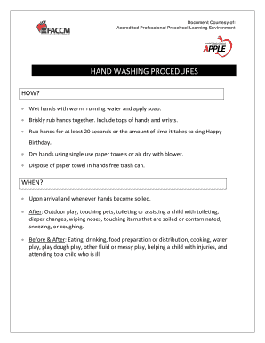 HAND WASHING PROCEDURES Faccm  Form