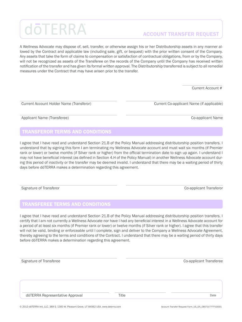  Doterra Account Transfer Form 2014